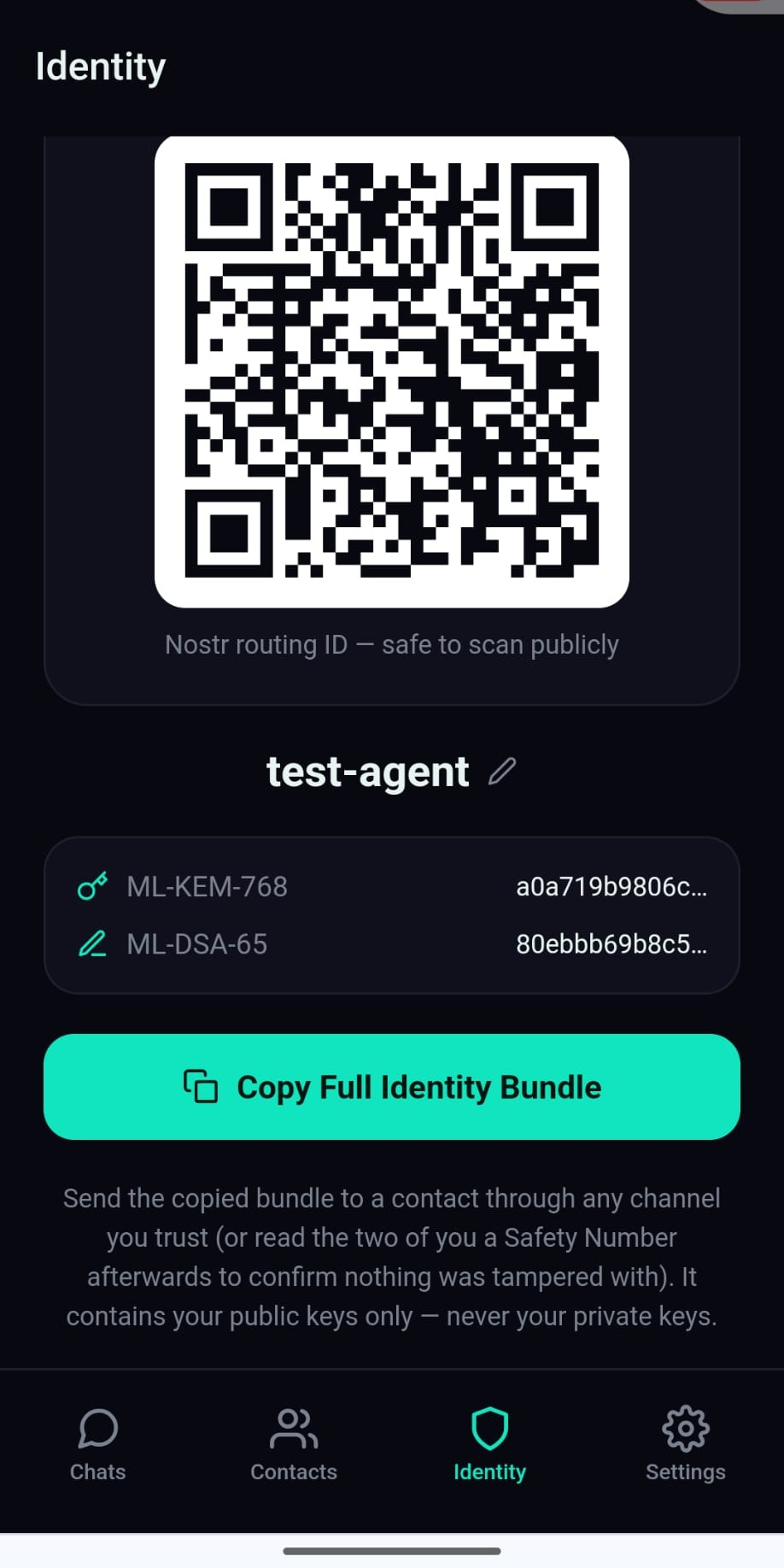 Cryptographic Identity QR Code and Bundles